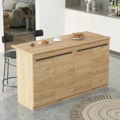 MARFA Meubles De Salle À Manger·Meubles Bar|Bar séparation cuisine ouverte effet bois, 4 portes