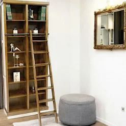 Tradition Bibliothèques En Bois|Bibliothèques En Bois|Bibliothèque avec échelle bois massif