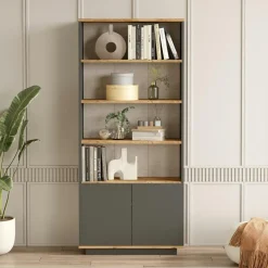 MARFA Bibliothèques En Bois|Bibliothèques En Bois|Bibliothèque blanche moderne avec rangement bas fermé