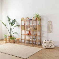 TANDI Bibliothèques En Bois|Bibliothèques En Bois|Bibliothèque cannage & effet bois - double arche ovale