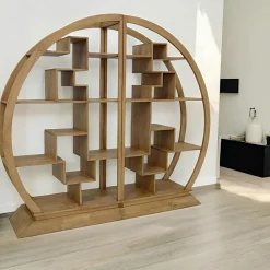 Maori Univers Déco·Globe-Trotter|Bibliothèques En Bois|Bibliothèque demi cercle Hévéa 44x200x180