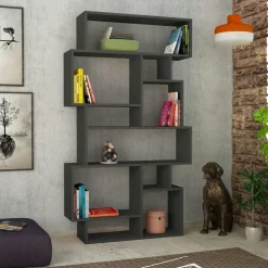 MARFA Bibliothèques En Bois|Bibliothèques En Bois|Bibliothèque effet chêne design à étagères décalées