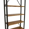 Docker Etagères Industrielle|Bibliothèque hévéa recyclé naturel et métal noirci 4 étagères 122X40X210cm