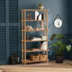 MARFA Bibliothèques En Bois|Bibliothèques En Bois|Bibliothèque moderne ouverte effet bois et métal noir