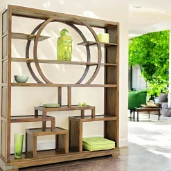 Maori Bibliothèques En Bois|Bibliothèques En Bois|Bibliothèque ouverte destructurée Hévéa 35x166x190,1cm