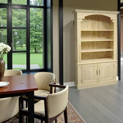 Tradition Vaisseliers En Bois|Vaisseliers En Bois|Bibliothèque ouverte Hévéa 2 portes, 4 niches étagères 128x45x213cm