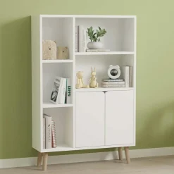 MARFA Bibliothèques En Bois|Bibliothèques En Bois|Bibliothèque scandinave effet bois clair 2 portes