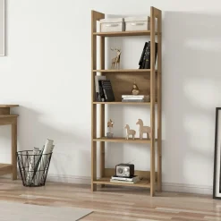 MARFA Bibliothèques En Bois|Bibliothèques En Bois|Bibliothèque étagère effet bois avec niche ouverte