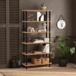 MARFA Bibliothèques En Bois|Bibliothèques En Bois|Bibliothèque étagère effet pin - 6 niveaux