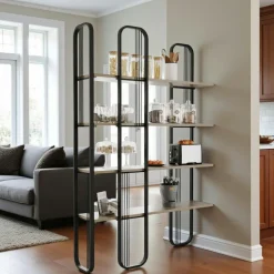 JENA Bibliothèques En Métal|Bibliothèques En Métal|Bibliothèque étagère moderne 4 plateaux - finition dorée