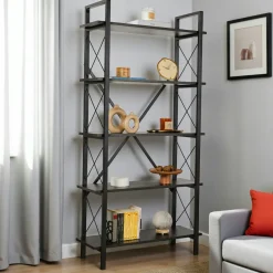 JENA Bibliothèques En Métal|Bibliothèques En Métal|Bibliothèque étagère moderne avec croisillons