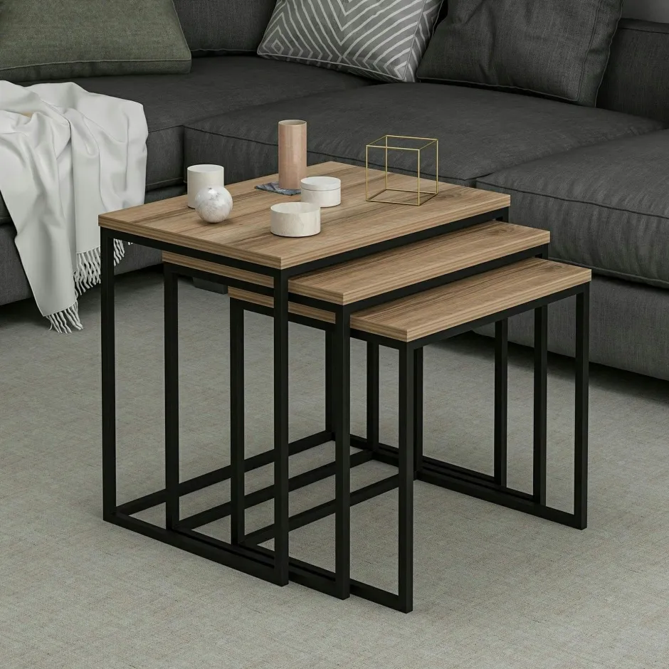 JENA Bibliothèques En Métal|Bibliothèques En Métal|Bibliothèque étagère noire, 5 plateaux effet chêne clair