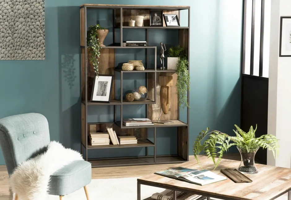 Swing Bibliothèques En Bois|Bibliothèques En Bois|Bibliothèque étagère teck recyclé 2 portes