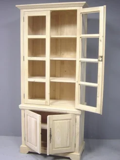 Tradition Bibliothèques En Bois|Bibliothèques En Bois|Bibliothèque vitrée 4 portes hévéa 90x45x205cm
