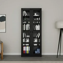 SALTA Bibliothèques En Bois|Bibliothèques En Bois|Bibliothèque vitrine blanche, 6 étagères réglables