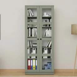 SALTA Bibliothèques En Bois|Bibliothèques En Bois|Bibliothèque vitrine blanche, 6 étagères réglables