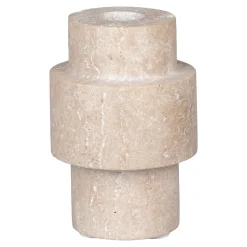 Objets Décoration·Lanternes / Photophores|Bougeoir en travertin naturel - forme totem moderne et minimaliste