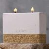 Décorations De Noël·Toute La Déco De Noël|Bougies / Parfums D'Intérieur|Bougie parfumée blanche 2 mèches – socle corde tressée