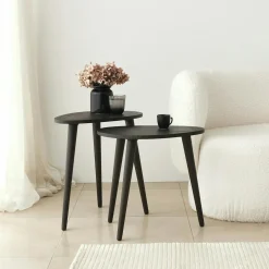 TENA Sellettes En Métal|Bouts De Canapé En Bois|Bout de canapé bois brun - tronc d'arbre (lot de 2)