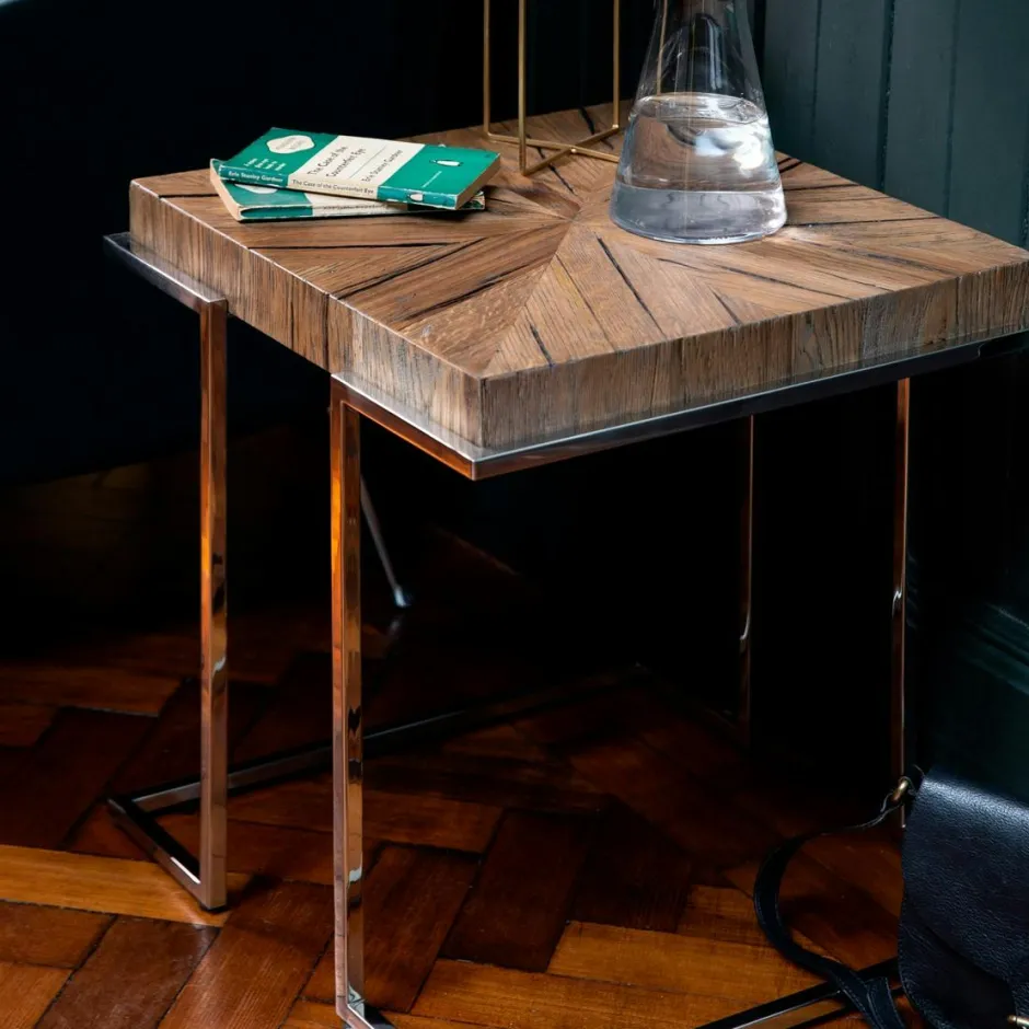 RIVERSIDE Bouts De Canapé En Métal|Bouts De Canapé En Bois|Bout de canapé bois de chêne acier