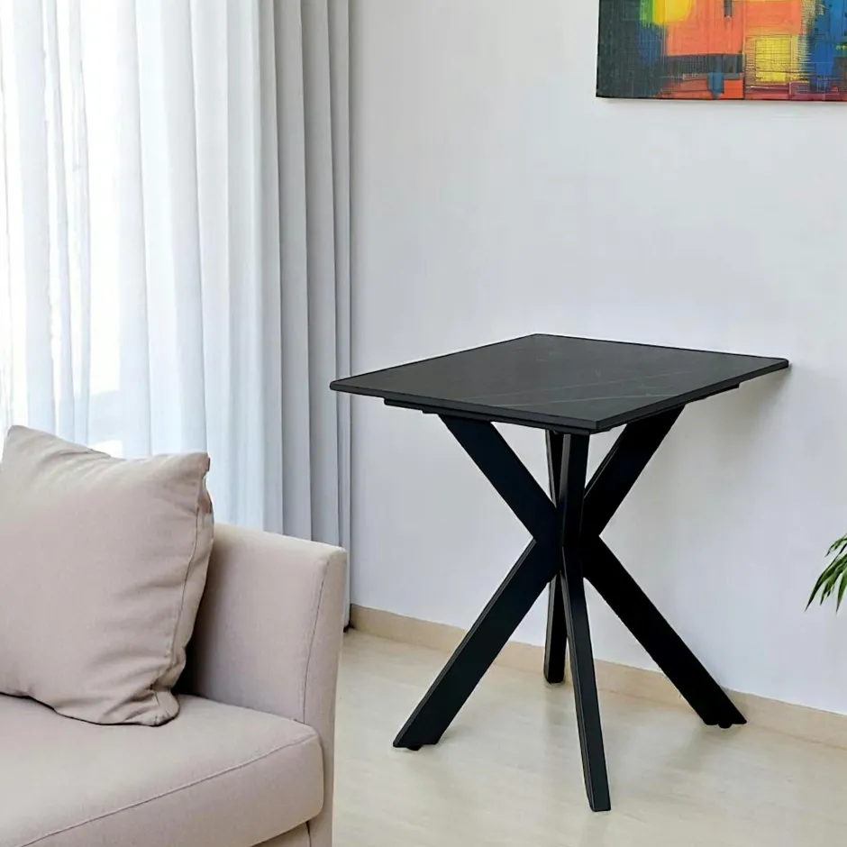 OTTAWA Univers Déco·Design Contemporain|Bout de canapé design en céramique blanche marbrée