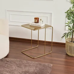 SFAX Bouts De Canapé En Métal|Bout de canapé design métal doré – plateau carré moderne