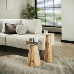Melbourne Bouts De Canapé En Bois|Bout de canapé en bois acacia – pied conique (lot de 2)