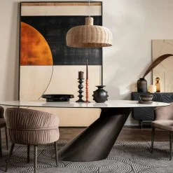 GIULIA Bouts De Canapé En Métal|Bout de canapé en céramique blanche