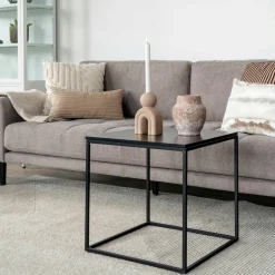 TALLINN Bouts De Canapé En Bois|Bouts De Canapé En Métal|Bout de canapé minimaliste noir - forme cube design