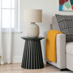 AMSTERDAM Bouts De Canapé En Bois|Tables Basses Rondes|Bout de canapé rond en chêne clair avec piètement baguette ø40 cm