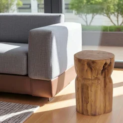 Arizona Meubles De Salle À Manger·Tabourets|Bout de canapé rond en teck massif – style naturel