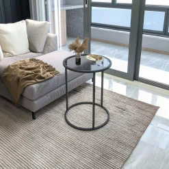 TULUM Bouts De Canapé En Métal|Bout de canapé rond en verre trempé - style design