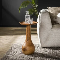 Melbourne Bouts De Canapé En Bois|Bout de canapé rond forme organique en bois d'acacia massif