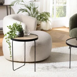 Landaise Bouts De Canapé En Bois|Bout de canapé rond pieds design