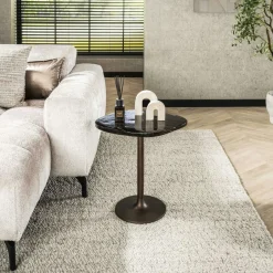 LAGUNA Bouts De Canapé Design|Bout de canapé verre – finition cuivre antique, 60 cm