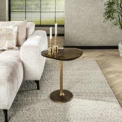 LAGUNA Bouts De Canapé Design|Bout de canapé verre – finition cuivre antique, 60 cm