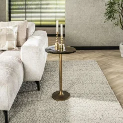 LAGUNA Bouts De Canapé Design|Bout de canapé verre – finition cuivre antique, 60 cm