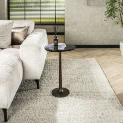 LAGUNA Bouts De Canapé Design|Bout de canapé verre – finition antique dorée, 50 cm