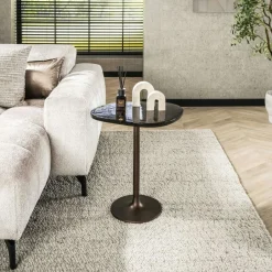 LAGUNA Bouts De Canapé Design|Bout de canapé verre – finition cuivre antique, 55 cm