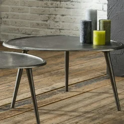 TRIBECA Bouts De Canapé En Métal|Bout de canapé vintage en métal noir 73 cm