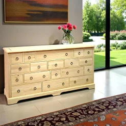 Maori Buffets En Bois|Buffets En Bois|Buffet / Commode Hévéa 18 tiroirs 179,5x50x92,5cm