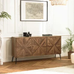 KORKAI Buffets En Bois|Buffets En Bois|Buffet 3 portes bois recyclé marqueterie