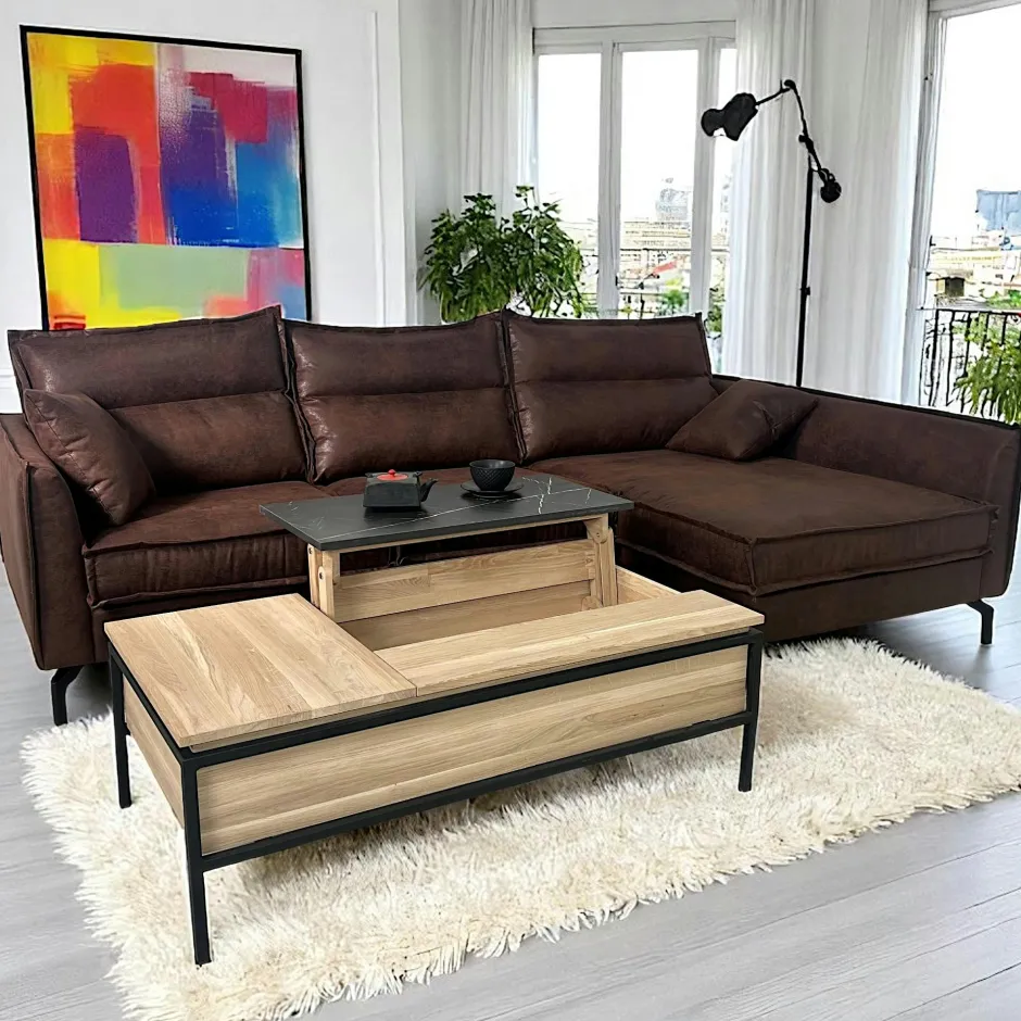 ESSEN Buffets Noirs|Buffets Noirs|Buffet 2 portes chêne blanc décor graphique