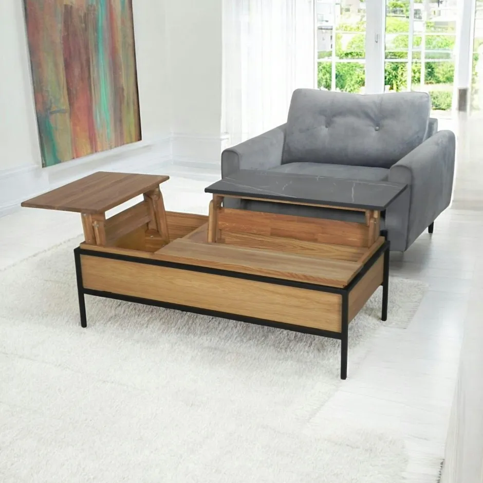 ESSEN Buffets Noirs|Buffets Noirs|Buffet 2 portes chêne blanc décor graphique