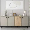 JENA Buffets Contemporains|Buffets Contemporains|Buffet 4 portes effet bois et gris, poignées carrées