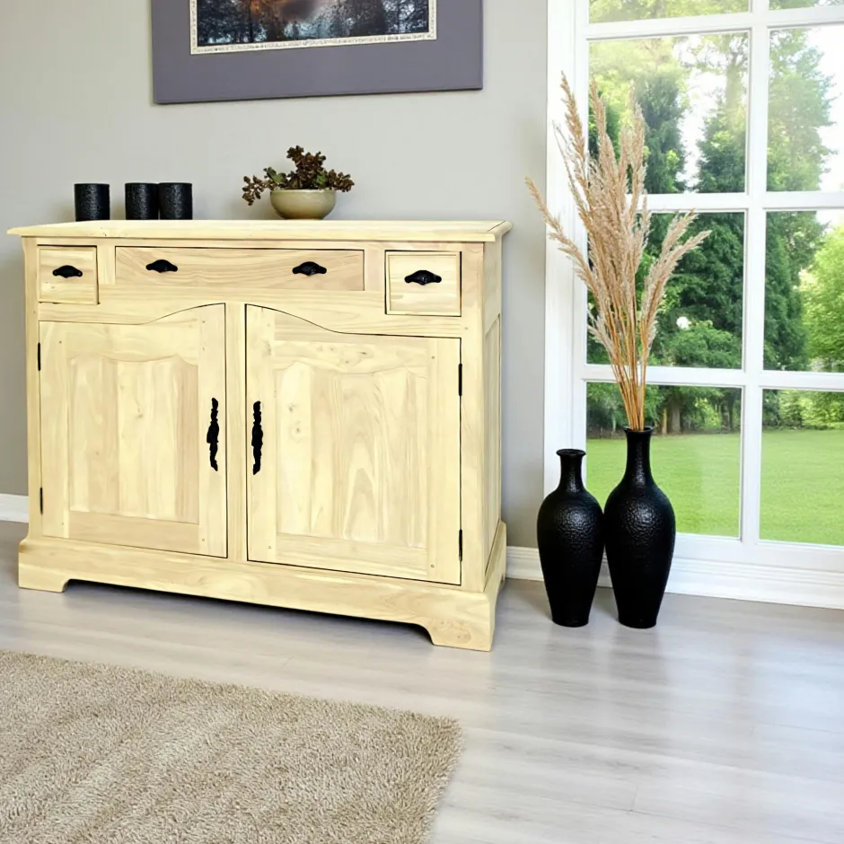 Tradition Buffets En Bois|Buffets En Bois|Buffet 2 portes hévéa 115x50x90cm