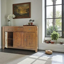 Tessa Buffets En Bois|Buffets En Bois|Buffet 3 portes hévéa 150x50x100cm