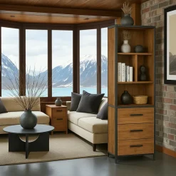 PUNE Buffets Contemporains|Buffets Contemporains|Buffet 3 portes teck poignées métal