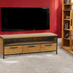 PUNE Buffets Contemporains|Buffets Contemporains|Buffet 3 portes teck poignées métal