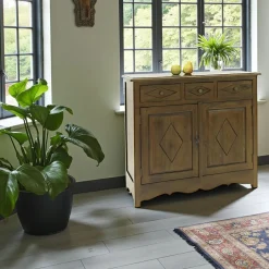 Tradition Buffets Bas|Buffet Bas|Buffet ancien 2 portes bois hévéa 100cm